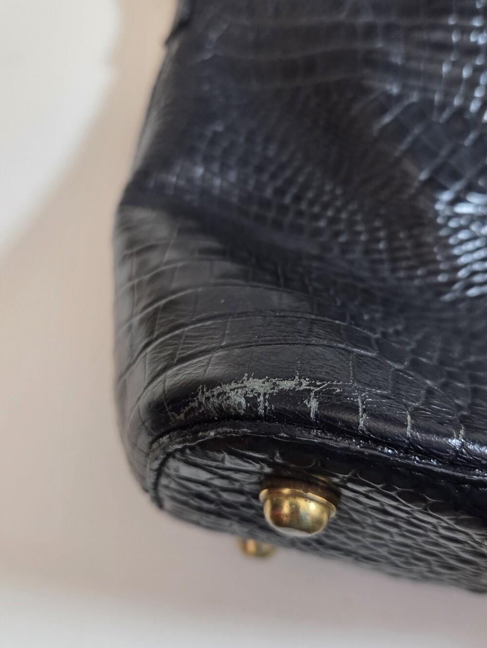 Brahmin Black Croc Embossed Leather Satchel Crossbody Bag Mini Arno - Picture 5 of 16